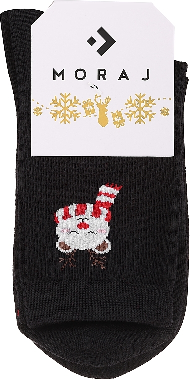 Damensocken mit Weihnachtsdruck CSLS250-020, schwarz - Moraj — Bild N1