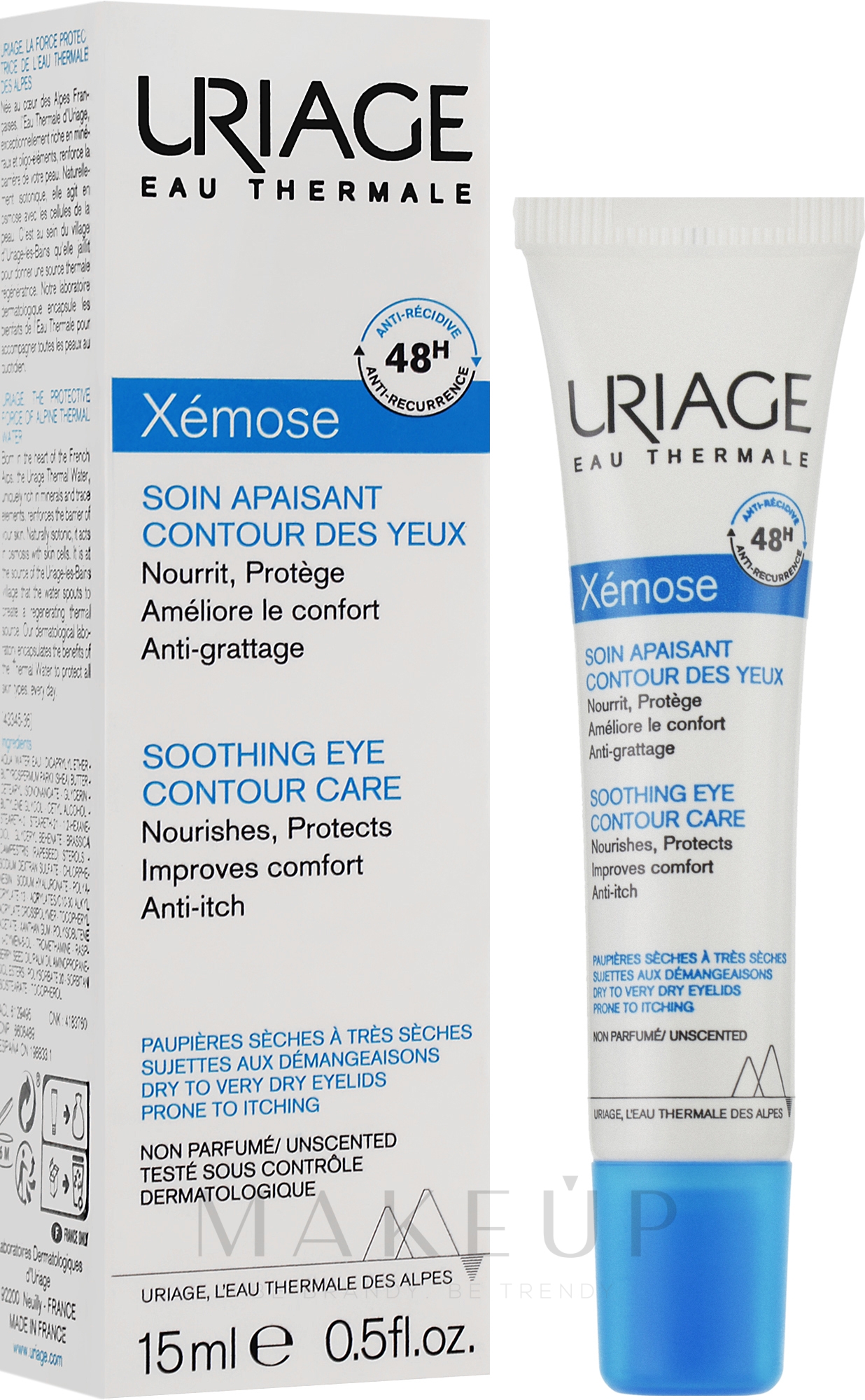 Beruhigende, pflegende und schützende Augenkonturpflege - Uriage Xemose Eye Contour — Bild 15 ml
