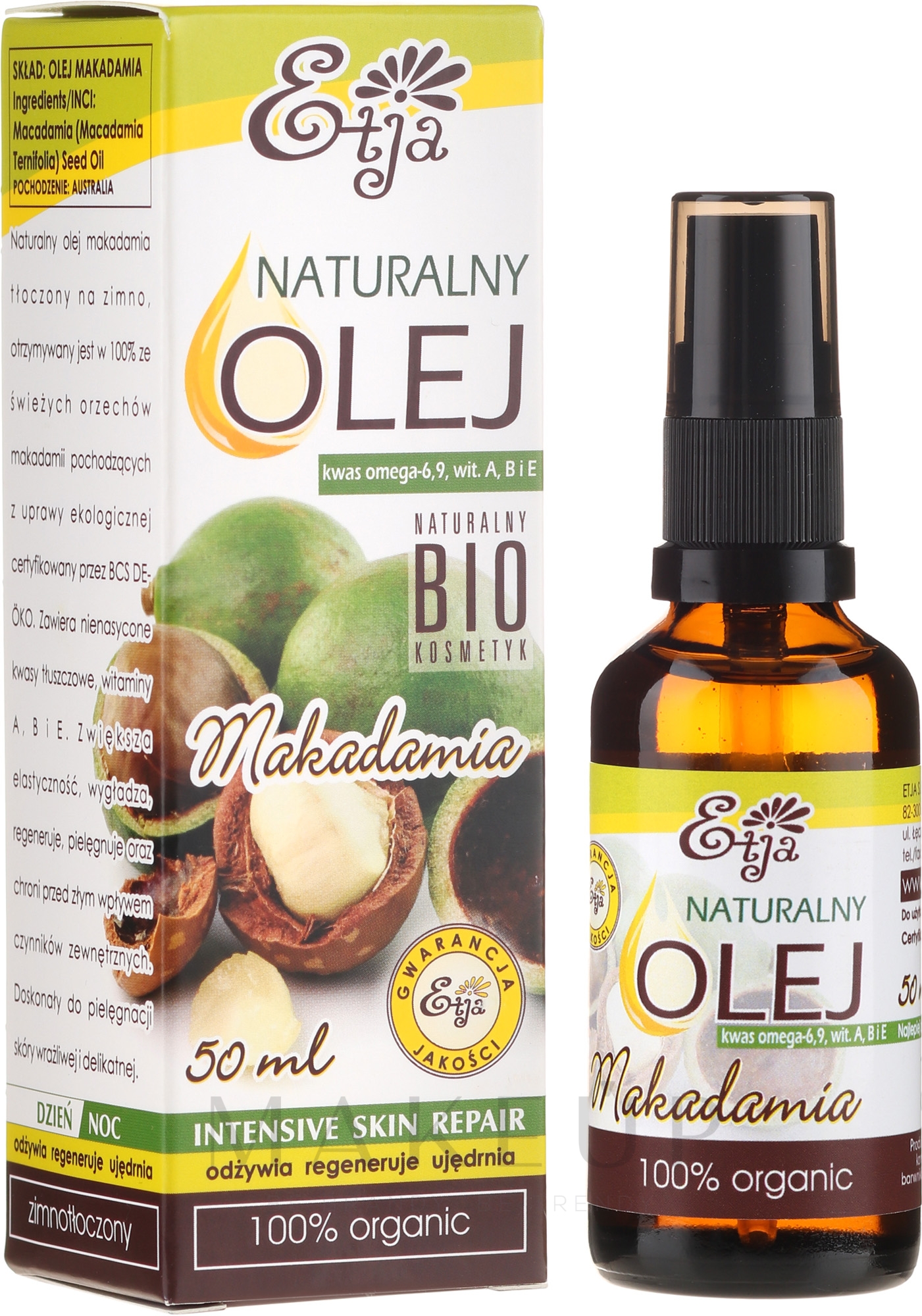 100% natürliches Macadamiaöl - Etja Macadamia Bio — Bild 50 ml