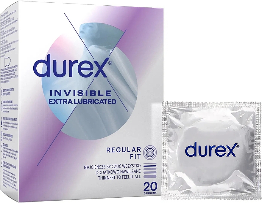 Ultradünne Kondome mit extra Gleitmittel, 20 St. - Durex Invisible Extra Lubricated — Bild N1