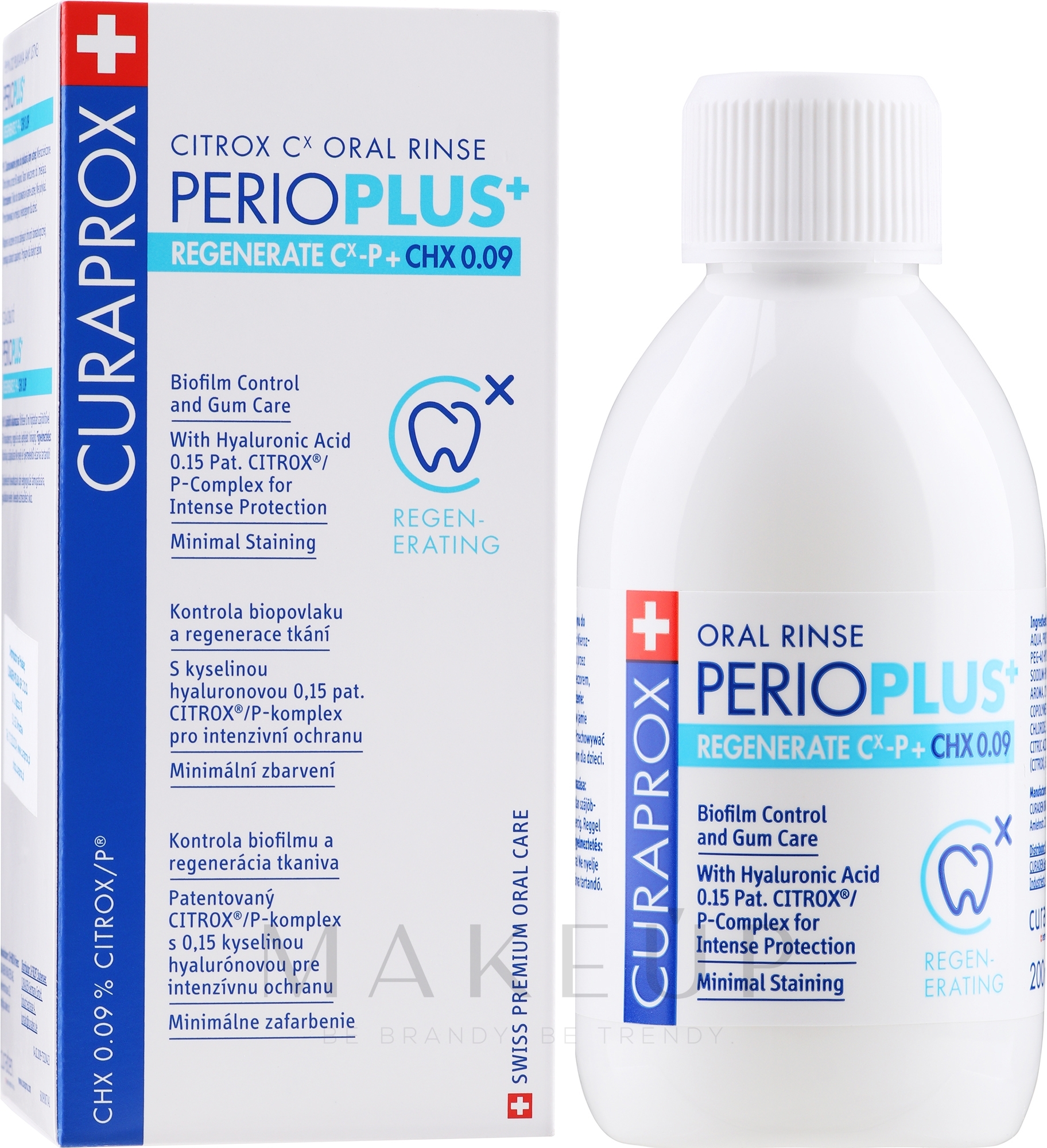 Pflegende und regenrierende Mundspülung mit Hyaluronsäure und 0,09% Chlorhexidin-Konzentration - Curaprox PerioPlus+ — Bild 200 ml