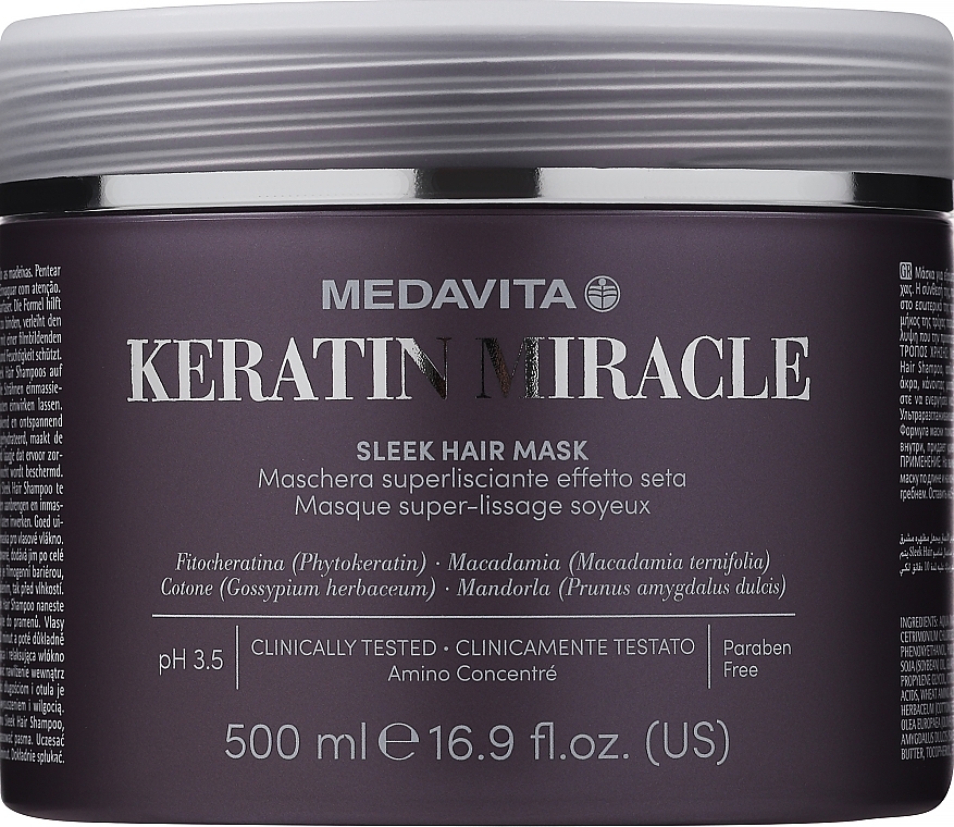 Ultra-glättende Haarmaske mit Seideneffekt - Medavita Keratin Miracle Sleek Hair Mask — Bild N3