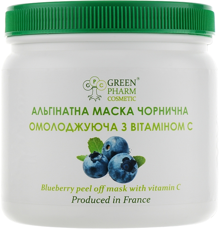 Verjüngende Peel-Off Alginat-Gesichtsmaske mit Blaubeere und Vitamin C - Green Pharm Cosmetic Face Mask — Bild N2