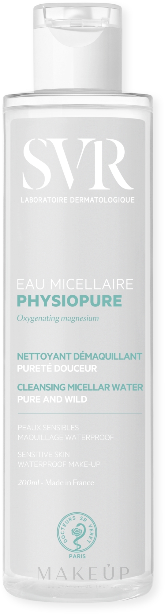 Reinigendes Mizellenwasser für wasserfestes Make-up - SVR Physiopure Eau Micellaire — Bild 200 ml
