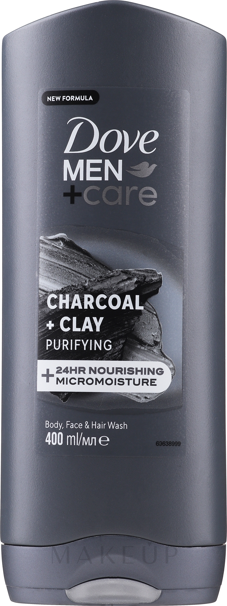 Duschgel - Dove Men+Care Elements Charcoal+Clay Micro Moisture Body And Face Wash — Bild 400 ml