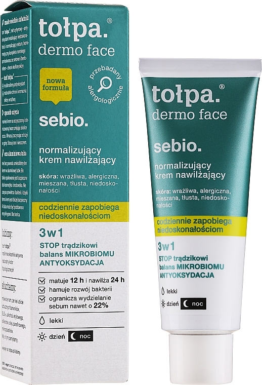 Normalisierende und mattierende Gesichtscreme für unvollkommene Haut - Tolpa Dermo Sebio Face Cream — Bild N1