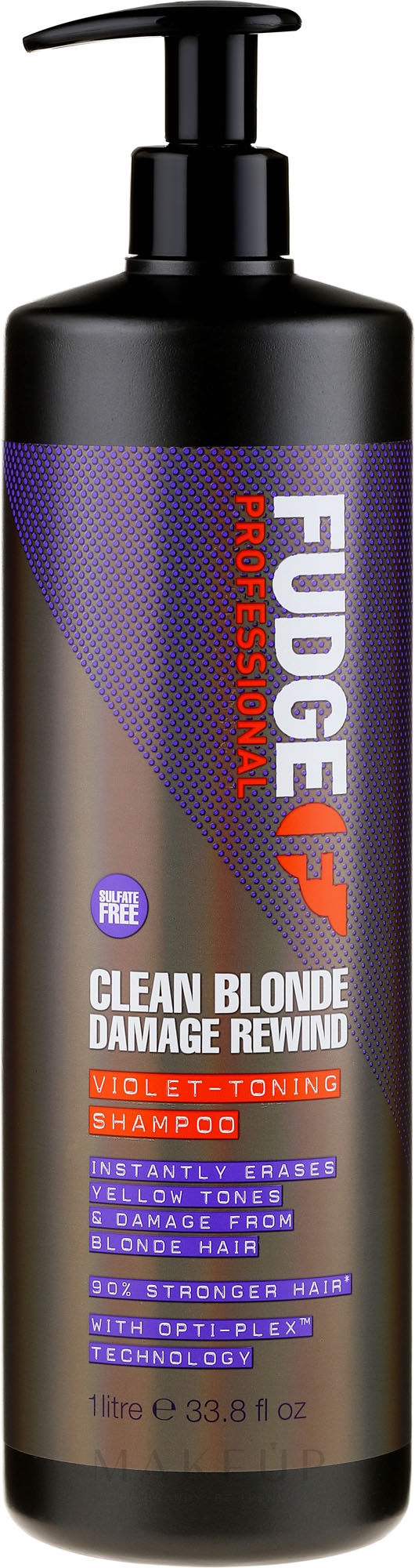 Hochpigmentiertes Silbershampoo - Fudge Clean Blonde Damage Rewind Shampoo — Bild 1000 ml