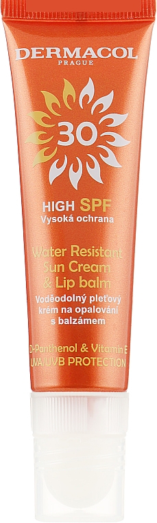 Wasserfeste Sonnenschutzcreme für Gesicht und Lippen mit D-Panthenol und Vitamin E SPF 30 - Dermacol Sun Cream & Lip Balm SPF30 — Bild N1