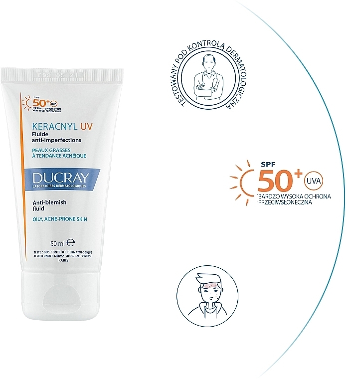 Sonnenschutzfluid für das Gesicht - Ducray Keracnyl UV Anti Blemish Fluid SPF50+ — Bild N5