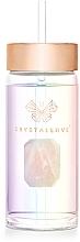 Holographische Glaswasserflasche mit Rosenquarz und Trinkhalm, 400 ml - Crystallove Glass Hologram Water Bottle with Pink Quartz and Straw — Bild N6