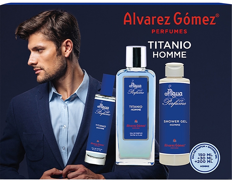 Alvarez Gomez Agua de Perfume Titanio - Duftset (Eau de Parfum 150ml + Eau de Parfum 30ml + Duschgel 200ml)  — Bild N1