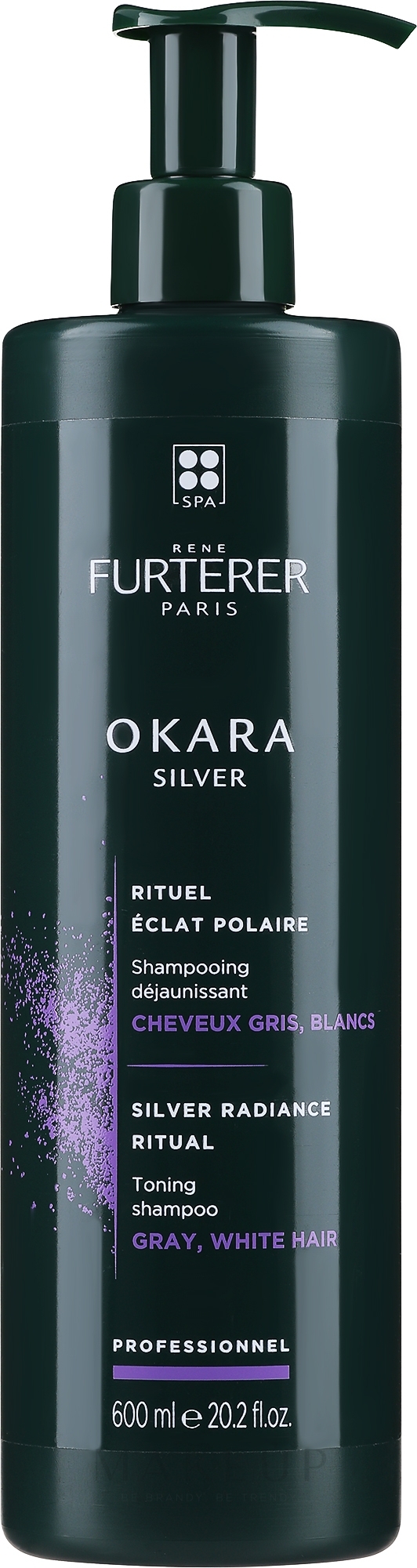 Tönungsshampoo für graues, weißes und helles Haar - Rene Furterer Okara Silver Shampoo — Bild 600 ml