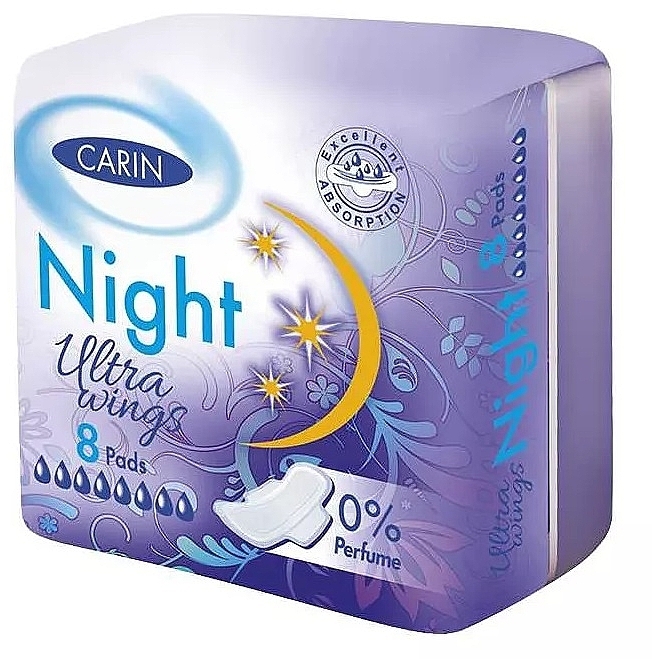 Damenbinden 8 St. - Carin Ultra Wings Night 0% Perfume — Bild N1