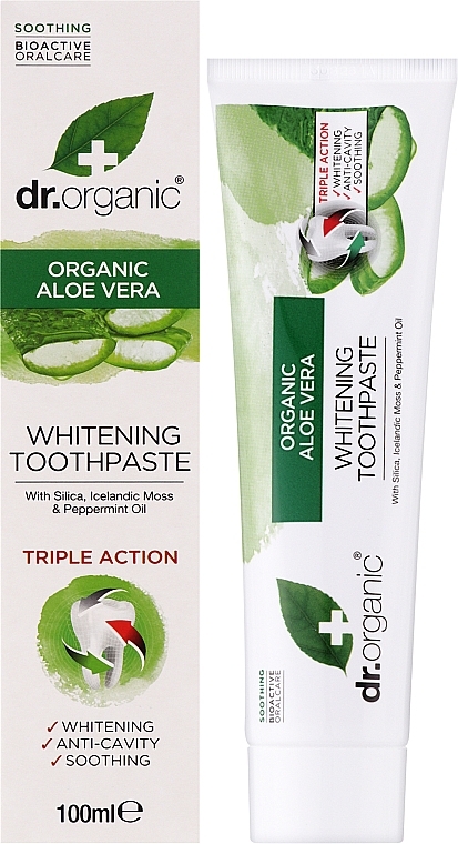 Aufhellende Zahnpaste mit Bio Aloe vera - Dr. Organic Aloe Vera Whitening Toothpaste — Bild N2