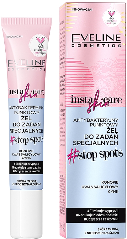 Antibakterielles Gesichtsgel gegen Unvollkommenheiten - Eveline Cosmetics Insta Skin Care #Stop Spots