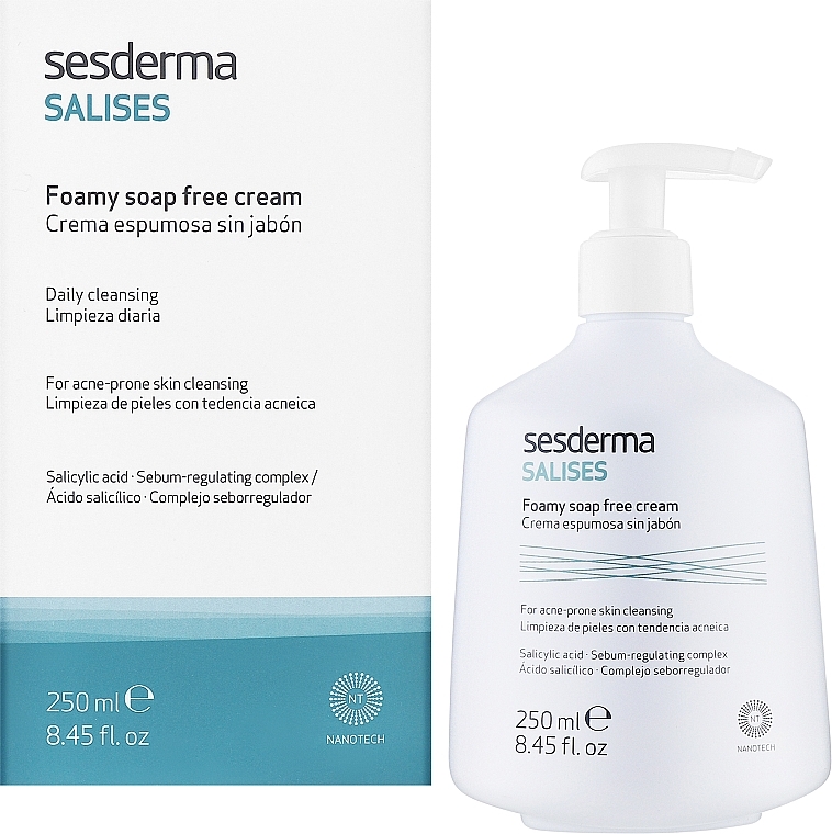 Seifenfreier reinigender Gesichts- und Körpercreme-Schaum für Problemhaut - SesDerma Laboratories Salises Foamy Soap-Free Cream — Foto N2
