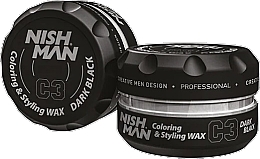 Haarfärbewachs - Nishman Coloring Hair Styling Wax C3 Black — Bild N1