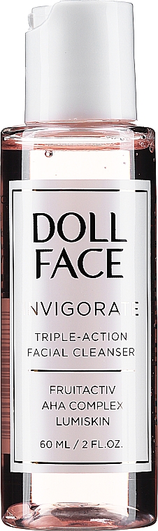 GESCHENK! Sanft exfolierendes Gesichtswaschgel mit aktivem Fruchtkomplex, Alpha-Hydroxysäuren und Zitrusenzymen - Doll Face Invigorate Triple-Action Facial Cleanser (Mini) — Bild N1