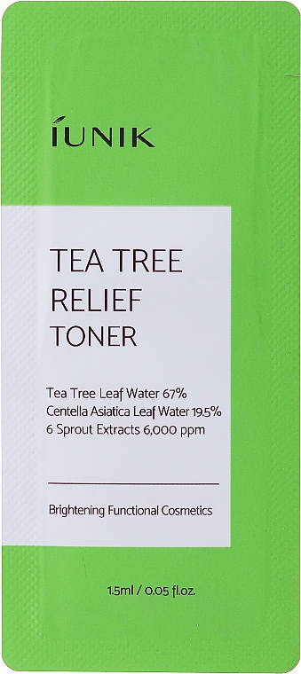 Beruhigendes Teebaumwasser - iUNIK Tea Tree Relief Toner (Probe)  — Bild N1