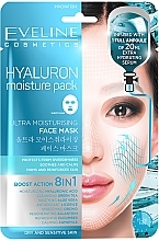 Extra Feuchtigkeitsspendende Tuchmaske 8in1 - Eveline Cosmetics Hyaluron Moisture Pack Face Mask — Foto N1