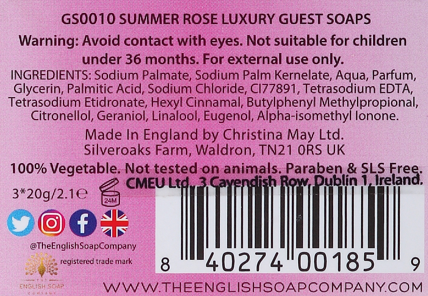 Seife mit Rosenduft und Sheabutter 3 St. - The English Soap Company Summer Rose Guest Soaps — Bild N2
