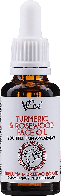 Gesichtsöl mit Kurkuma und Rosenkirschöl - VCee Turmeric & Rosewood Face Oil Youthful Skin Appearance — Bild N1