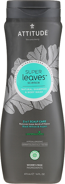 2in1 Natürliches Shampoo und Duschgel - Attitude Super Leaves Natural Shampoo & Body Wash 2-in-1 Scalp Care — Bild N1