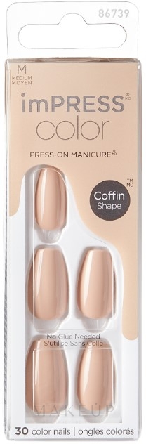 Falsche Nägel - Kiss imPress Color Medium Coffin Press-On — Bild Latte