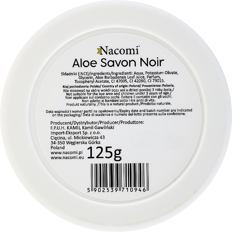 Natürliche schwarze Seife mit Aloe Vera - Nacomi Savon Noir Natural Black Soap with Aloe Vera Juice — Bild N2