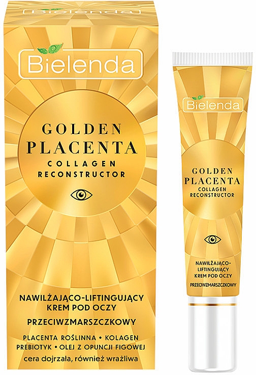 Straffende Augencreme mit pflanzlicher Plazenta und Opuntienöl - Bielenda Golden Placenta Collagen Reconstructor — Bild N1