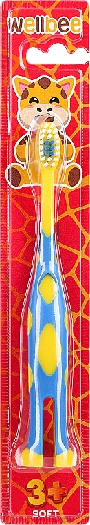 Kinderzahnbürste weich ab 3 Jahren im Blister gelb mit blau - Wellbee Travel Toothbrush For Kids — Bild N1