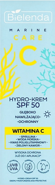 Sonnenschutzcreme für das Gesicht - Bielenda C Marine Care Hydro-Cream SPF 50 Deeply Moisturizing And Protective  — Bild N1