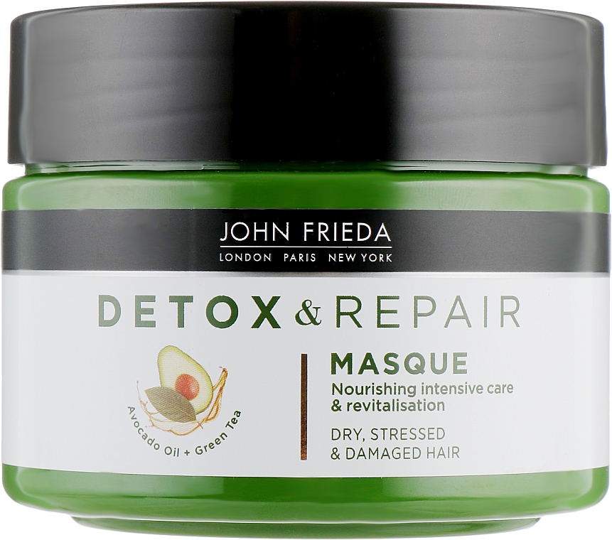 Intensiv pflegende und revitalisierende Haarmaske mit Avocadoöl und grünem Tee - John Frieda Detox & Repair Masque — Bild N1