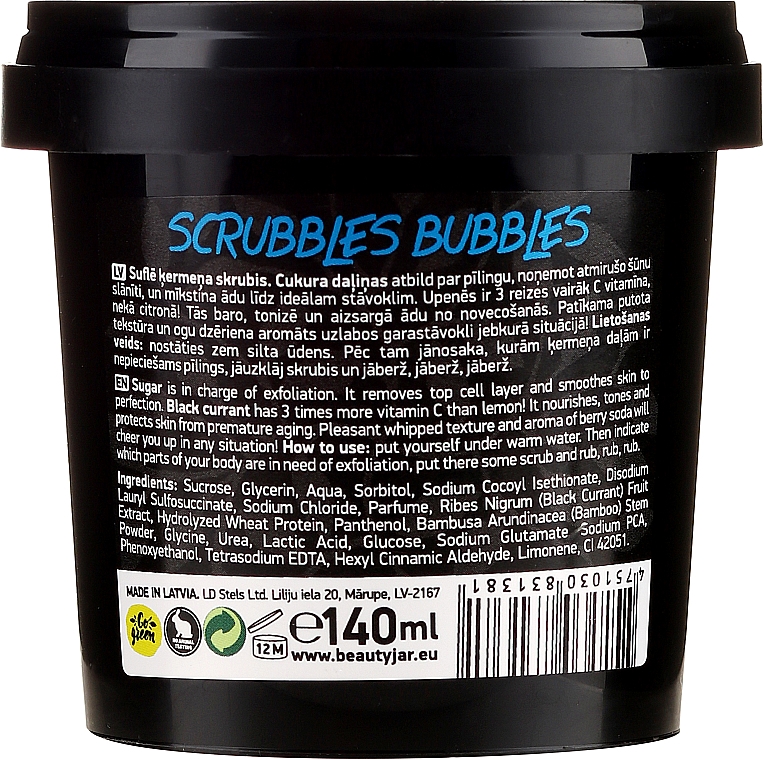 Körperpeeling mit Zucker und schwarzen Johannisbeeren - Beauty Jar Souffle Scrubbles Bubbles Body Scrub — Foto N2