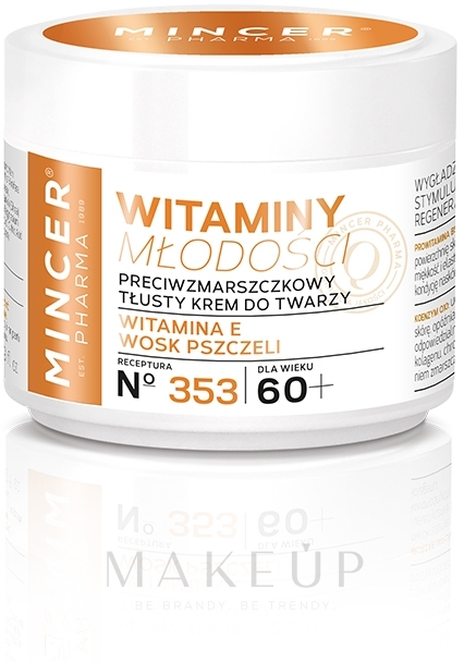 Anti-Falten fettige Gesichtscreme 60+ №353 - Mincer Pharma Witaminy № 353 — Bild 50 ml