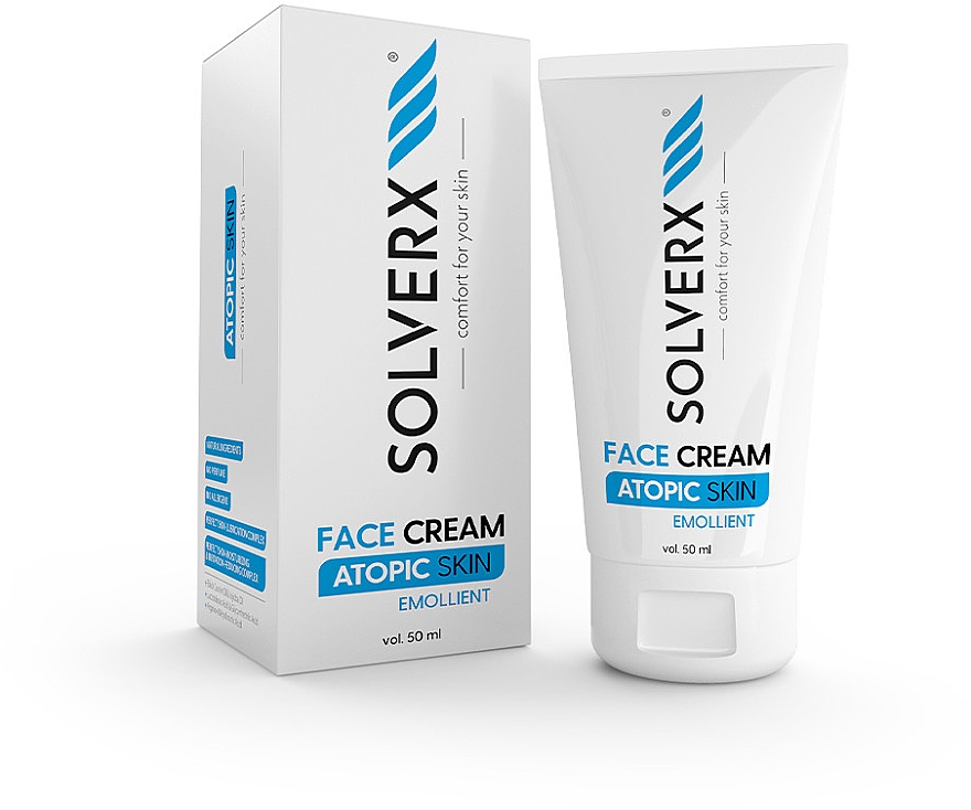 Gesichtscreme mit Jojobaöl und Sheabutter für atopische Haut - Solverx Atopic Skin Face Cream — Bild N1