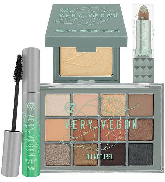 Make-up Set (Mascara 10 ml + Palette 12 g + Lippenstift 3.8g + Highlighter 9g) - W7 Very Vegan Gift Set — Bild N1