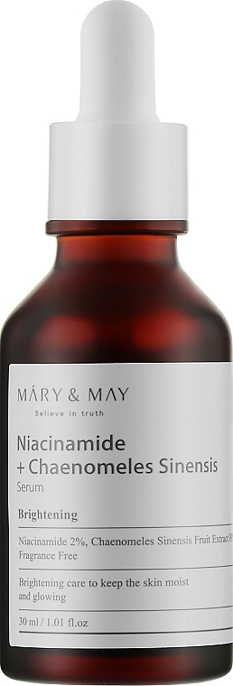 Aufhellendes Serum mit Niacinamid und Chaenomeles - Mary & May Niacinamide + Chaenomeles Sinensis Serum — Bild N1