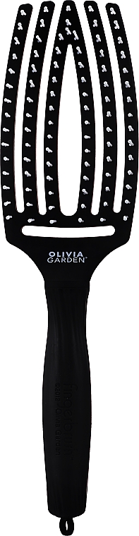 Haarbürste - Olivia Garden Finger Brush Medium Black — Bild N1