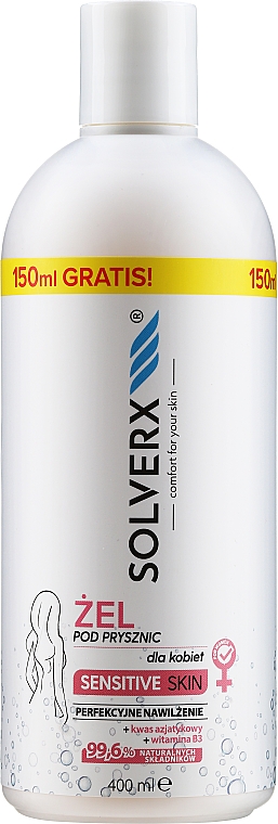 Duschgel für empfindliche Haut mit Vitamin B3 - Solverx Sensitive Skin Shower Gel — Bild N1
