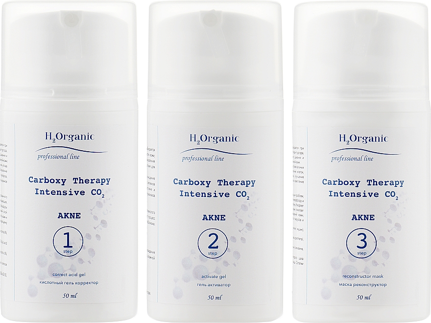 Gesichtspflegeset gegen Akne - H2Organic Carboxy Therapy Intensive CO2 Akne (2xgel/50ml + mask/50ml) — Bild N1