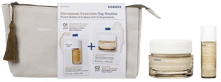 Set - Korres White Pine Menopause Essentials Day Routine Set (d/cr/40ml + ser/15ml + bag) — Bild N2