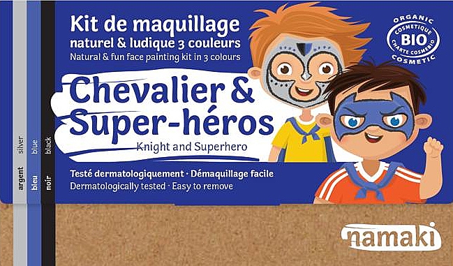 Schminkset für Kinder - Namaki Knight & Superhero 3-Color Face Painting Kit (Gesichtsfarbe 7,5g + Pinsel 1 St. + Accessoriesacc 2 St.) — Bild N1