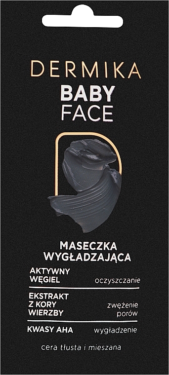Glättende und reinigende Gesichtsmaske mit Aktivkohle, AHA-Säure und Weidenrindenextrakt - Dermika Baby Face — Bild N1