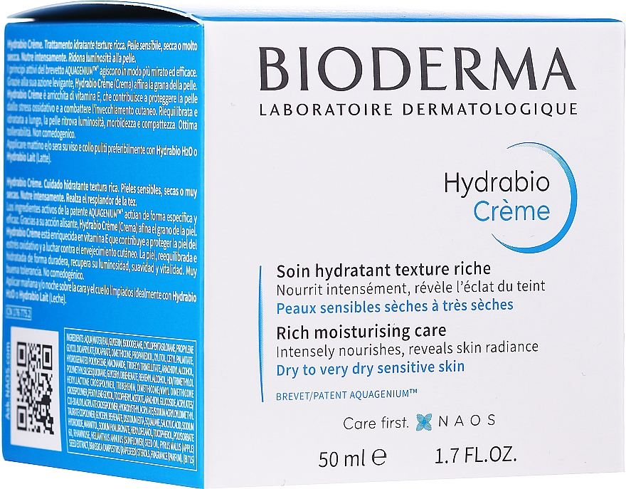Tief feuchtigkeitsspendende Gesichtscreme für trockene, sehr trockene und empfindliche Haut - Bioderma Hydrabio Creme Rich Moisturising Care