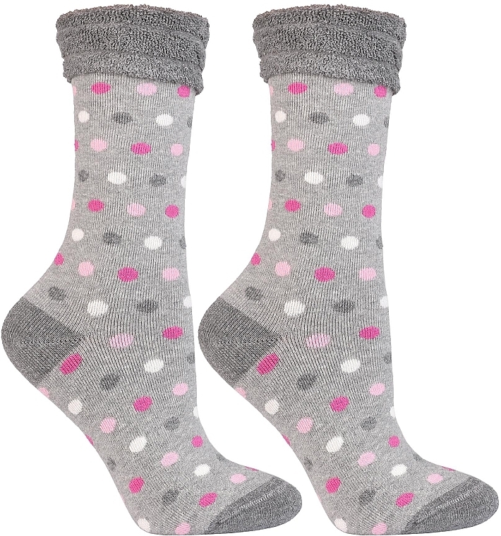 Wintersocken aus Frottee für Damen CSL450-038 hellgrau mit Tupfen - Moraj Frotte — Bild N1