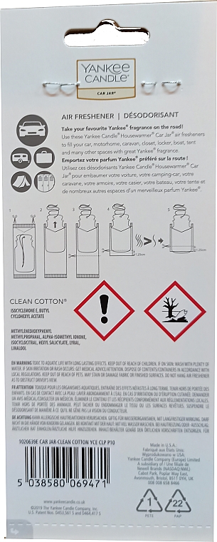 Papier-Lufterfrischer Clean Cotton - Yankee Candle Car Jar Clean Cotton — Bild N2