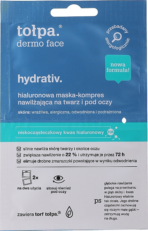 Entspannende Maske für Augen, Gesicht und Hals - Tolpa Dermo Face Hydrativ Moisturizing Relaxing Mask