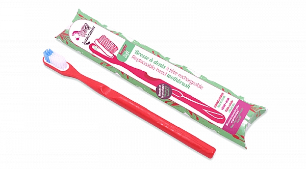 Zahnbürste aus Bioplastik mit austauschbarem Kopf mittel, rot - Lamazuna Toothbrush — Bild N1