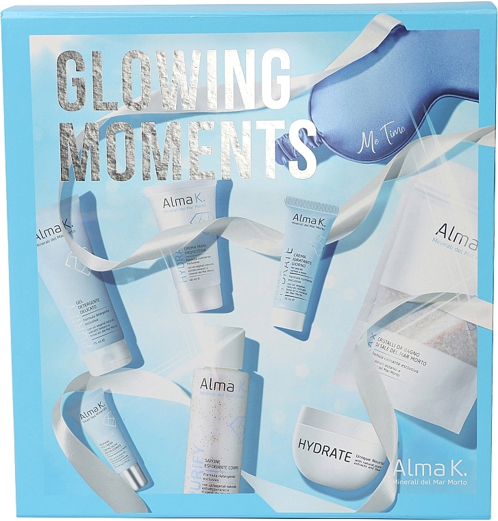 Set - Alma K. Glowing Moments Kit (Waschgel/75 ml + Augencreme/8 ml + Körperbutter/50 ml + Gesichtscreme/30 ml +  Handcreme/40 ml + Badesalz/100 g + Schlafmaske) — Bild N2